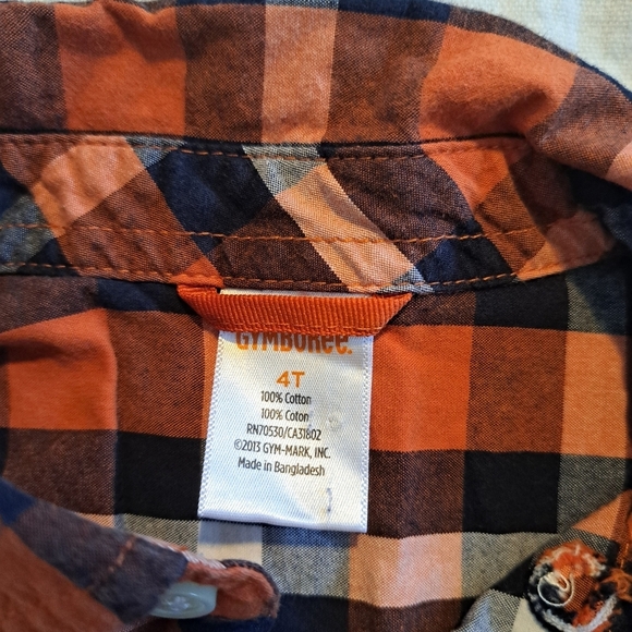 Gymboree boys size 4T button up shirt white, blue & orange 1 pocket VGUC - Picture 3 of 5